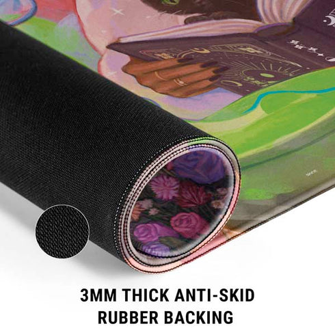 Pink Anime Witch Girls in Library with Cats by Ivy Dolamore Gaming Mouse Pad